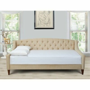 Lucy Upholstered Button Tufted Sofa Bed Beige