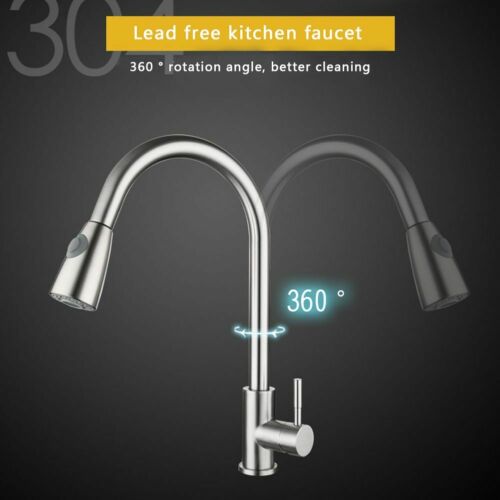 Single Handle High Arc Brushed Nickel Kitchen Sink Faucet with Pull Down Sprayer 6