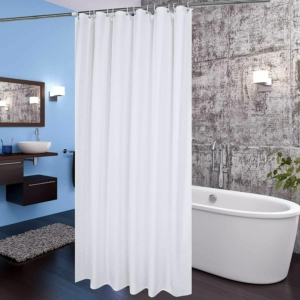 Shower Curtain Fabric Liner with Hooks Waterproof Weighted Hem
