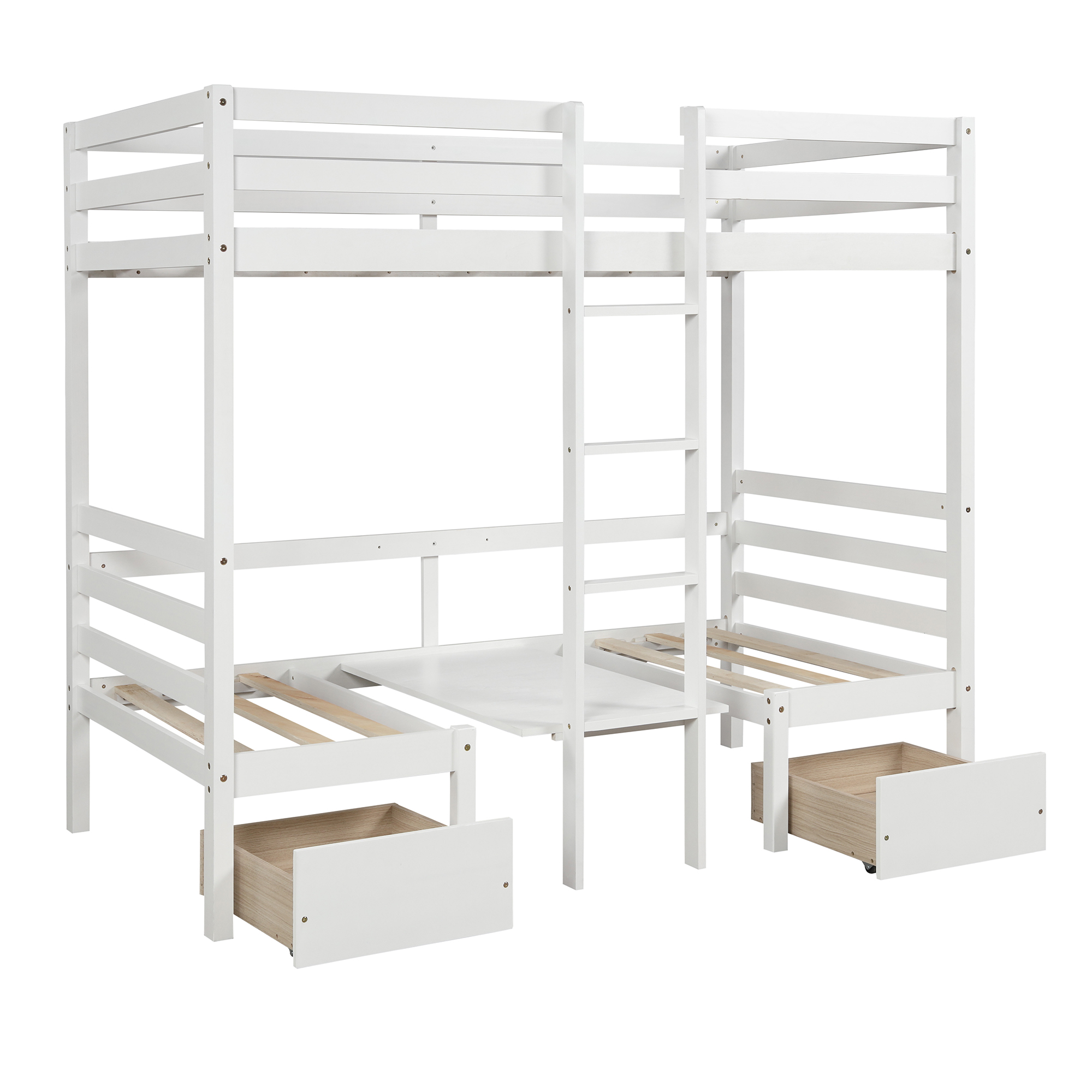 Functional Loft Bed (Turn Into Upper Bed And Down Desk, with Cushion Sets), Twin Size