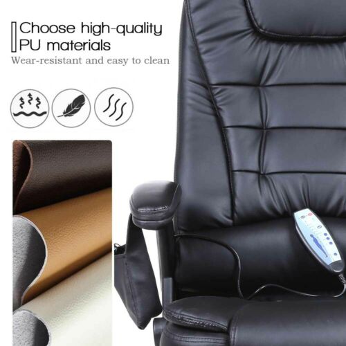 Black PU Leather High Back Massage Office Chair 8