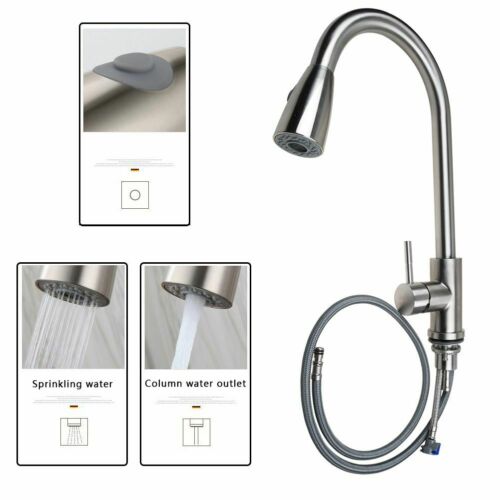 Single Handle High Arc Brushed Nickel Kitchen Sink Faucet with Pull Down Sprayer 2