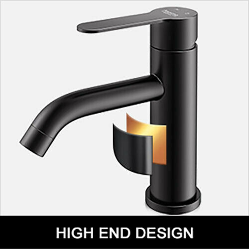 Bathroom Sink Faucet w/ Pop-Up Single Handle Stainless Steel 1 Hole Black Matte 3