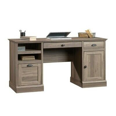 Barrister Lane 2 Piece Executive Desk and Lateral File Cabinet Set in Salt Oak 2