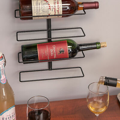Wall Mounted 9 Bottle Wine Rack Display Simple Storage Space Saving 6