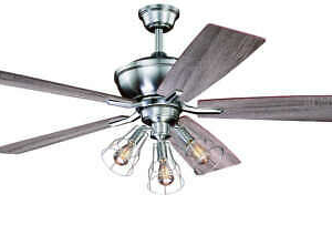 52" Rustic Edison Industrial Ceiling Fan With Cage Light Stainless Steel 1