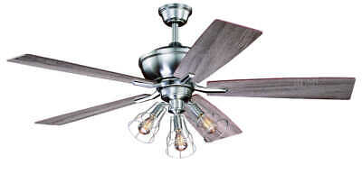 52" Rustic Edison Industrial Ceiling Fan With Cage Light Stainless Steel 1
