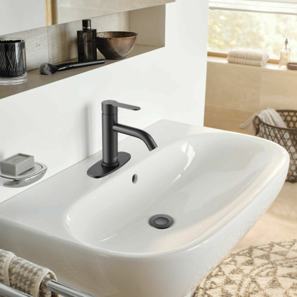 Bathroom Sink Faucet w/ Pop-Up Single Handle Stainless Steel 1 Hole Black Matte 7