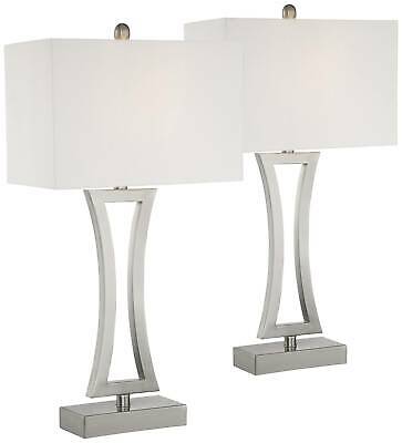 Modern Table Lamps Set of 2 Brushed Steel 1