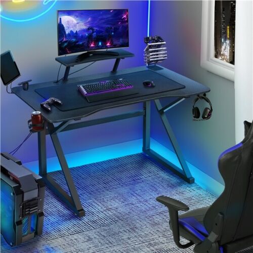 40" Gaming Desk K-Frame Multi-functional Computer Home Office Desk, Black 8