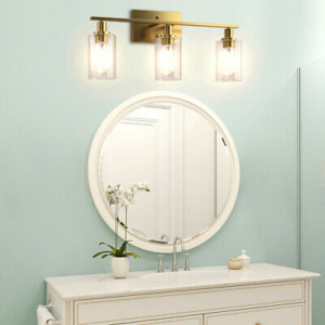 3-Light Wall Sconce Modern Bathroom Vanity Light Fixtures w/Clear Glass Shade