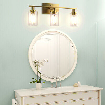 3-Light Wall Sconce Modern Bathroom Vanity Light Fixtures w/Clear Glass Shade