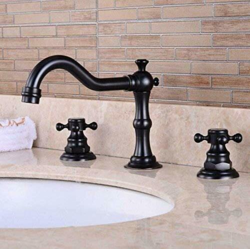 Widespread Bathroom Sink Faucet 3 Holes Two Handles Oil Rubbed Bronze 2