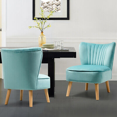2 Piece Living Room Armless Accent Chair Velvet Leisure Sofa Upholstered Green