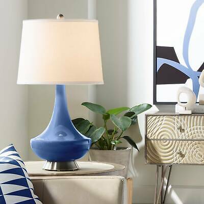 Modern Table Lamp Monaco Blue Glass White Shade for Living Room Bedroom Bedside