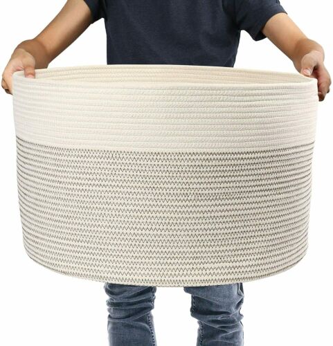 Large Woven Storage Basket 13''x21'' Cotton Rope Organizer Baby Toy Laundry 1