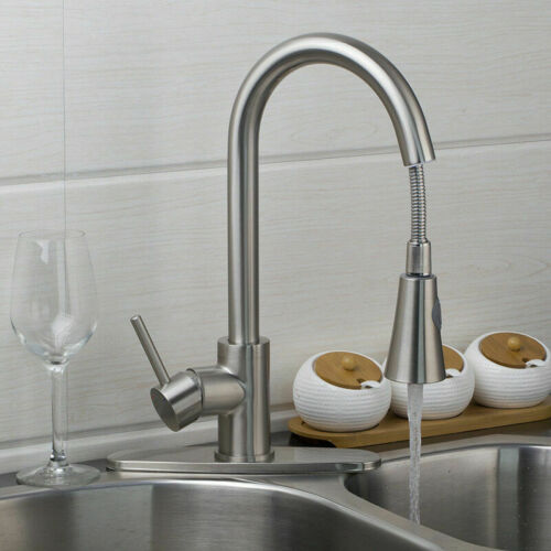 Single Handle High Arc Brushed Nickel Kitchen Sink Faucet with Pull Down Sprayer 5