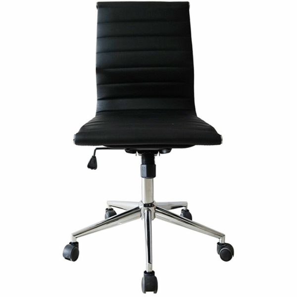 2 Piece Modern Executive Office Chair Mid back PU Leather Armless Tiltable 7