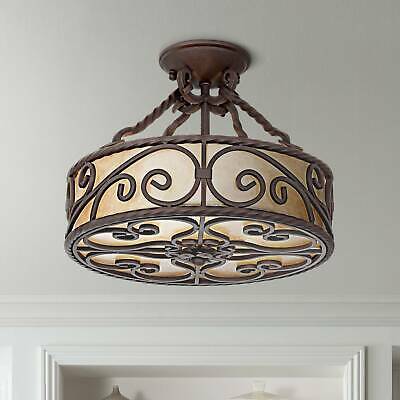 15" Natural Mica Collection Iron Ceiling Light Fixture