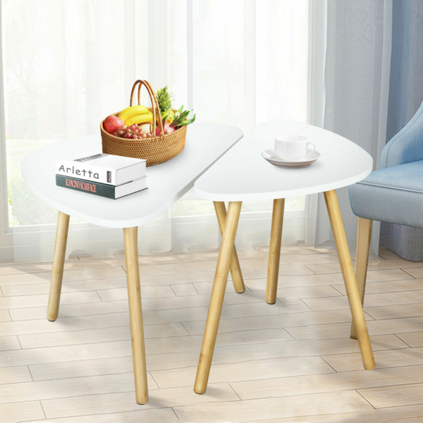 Side Table Set of 2, Bamboo End Table for Living Room Side Table for Bedroom 4