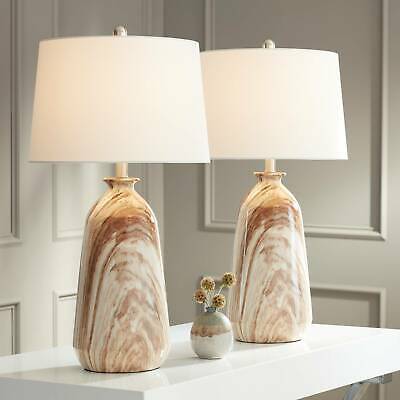 Modern Rustic Table Lamps Set of 2 Swirling Brown for Living Room Bedroom House