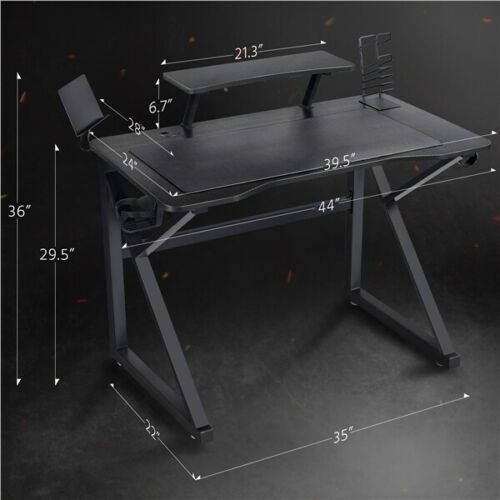 40" Gaming Desk K-Frame Multi-functional Computer Home Office Desk, Black 3