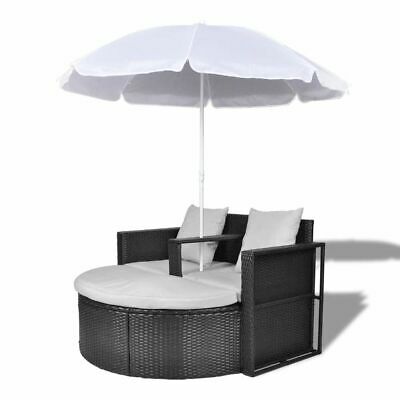 Patio Sofa Set w/ Parasol Poly Rattan Outdoor Sun Day Bed Lounge Garden 6