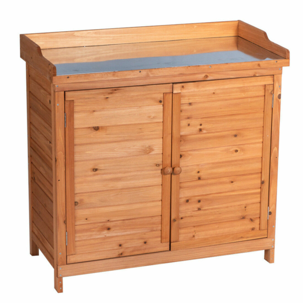 Outdoor Garden Wood Storage Furniture Box Waterproof Tool Shed w/ Potting Bench