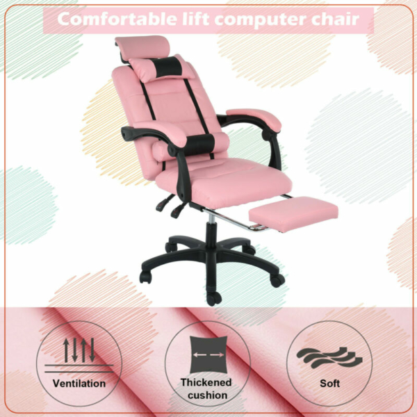 Pink PU Leather High Back Office Chair 3