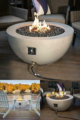 Faux Concrete 65,000 BTU Gas Fire Pit Electronic Pulse Ignition Lights Instantly Heavy Duty 8