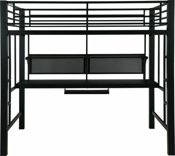 Modern Adult & Teen Heavy Duty Metal Workstation Loft Bunk Bed Full Size - Black 3