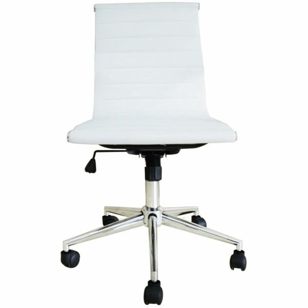 2 Piece Modern Executive Office Chair Mid back PU Leather Armless Desk Chair 9