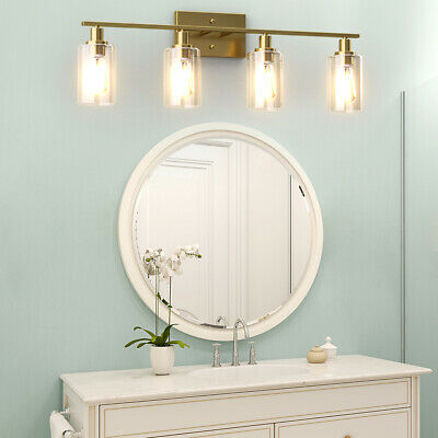 4-Light Modern Bathroom Vanity Light Fixtures w/ Clear Glass Shade 4