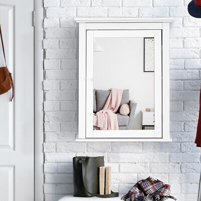 Bathroom Wall-Mounted Mirror Cabinet Adjustable Shelf Wooden Medicine Cabinet 3