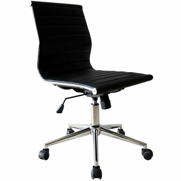 2 Piece Modern Executive Office Chair Mid back PU Leather Armless Tiltable