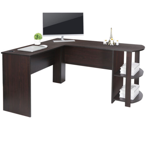 L-Shaped Computer Desk Corner Home Office Workstation With Shelves 3