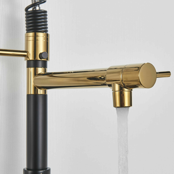 LED Kitchen Sink Faucet Pull Down Sprayer Swivel Spout Commercial Gold 11