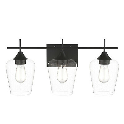 3-Light Wall Sconce Modern Bathroom Vanity Light Fixtures w/ Clear Glass Shade 10