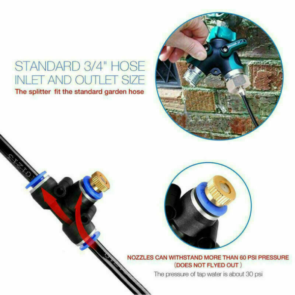30FT Outdoor Patio Water Mister Mist Nozzles Misting Cooling System 7