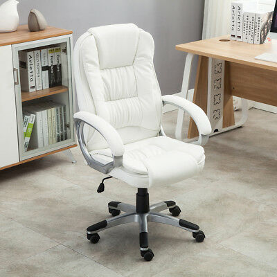 White Faux Leather Modern Executive Computer Conference Desk Office Chair