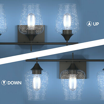 3-Light Wall Sconce Modern Bathroom Vanity Light Fixtures w/ Clear Glass Shade 4