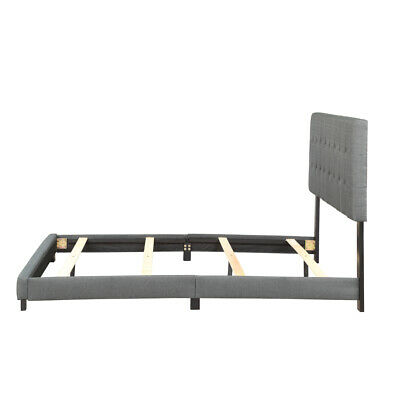 Upholstered Bed Linen Stitch Tufted Platform Bed 7