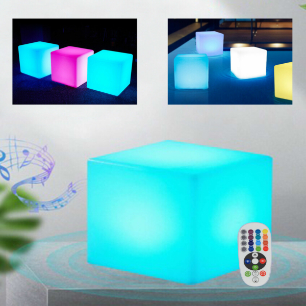 LED Cube Stool Outdoor Table Chair Light Seat 16 RGB Color Change Waterproof 4