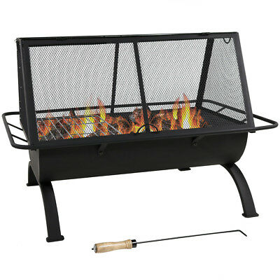 36" Sunnydaze Fire Pit Steel Northland Grill with Spark Screen and Vinyl Cover 1