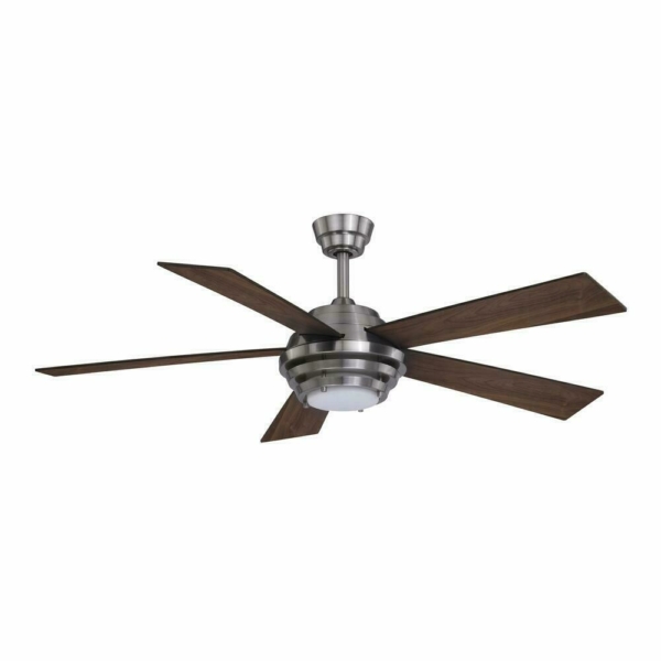 52" Brushed Nickel Industrial Indoor LED Ceiling Fan White Frosted Bowl Light 11