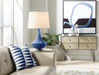 Modern Table Lamp Monaco Blue Glass White Shade for Living Room Bedroom Bedside 3