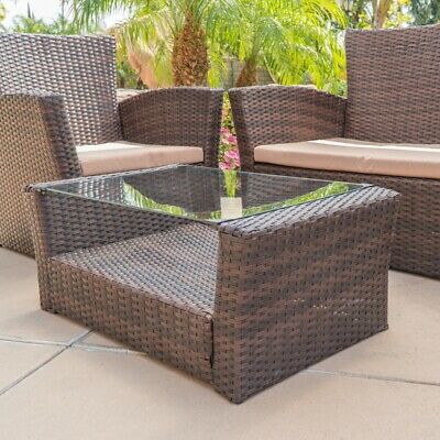 4pc Rattan Wicker Sofa Set Sectional Cushioned Furniture Patio, Brown 3