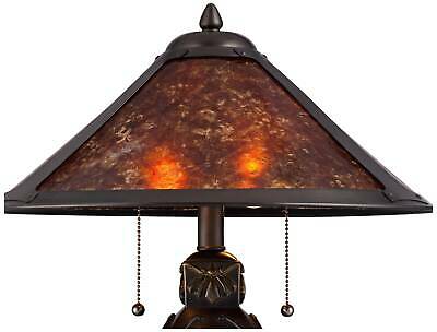 Tiffany Style Table Lamp Bronze Pottery Mica Natural 2