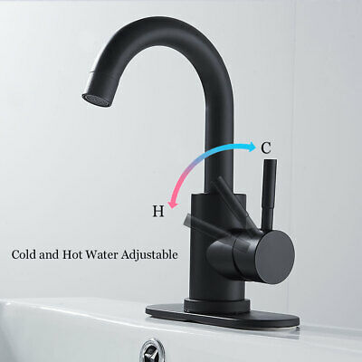 Hot and Cold Bathroom Sink Faucet 304 Stainless Steel Vanity Sink Faucet 5