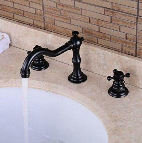 Widespread Bathroom Sink Faucet 3 Holes Two Handles Oil Rubbed Bronze 4